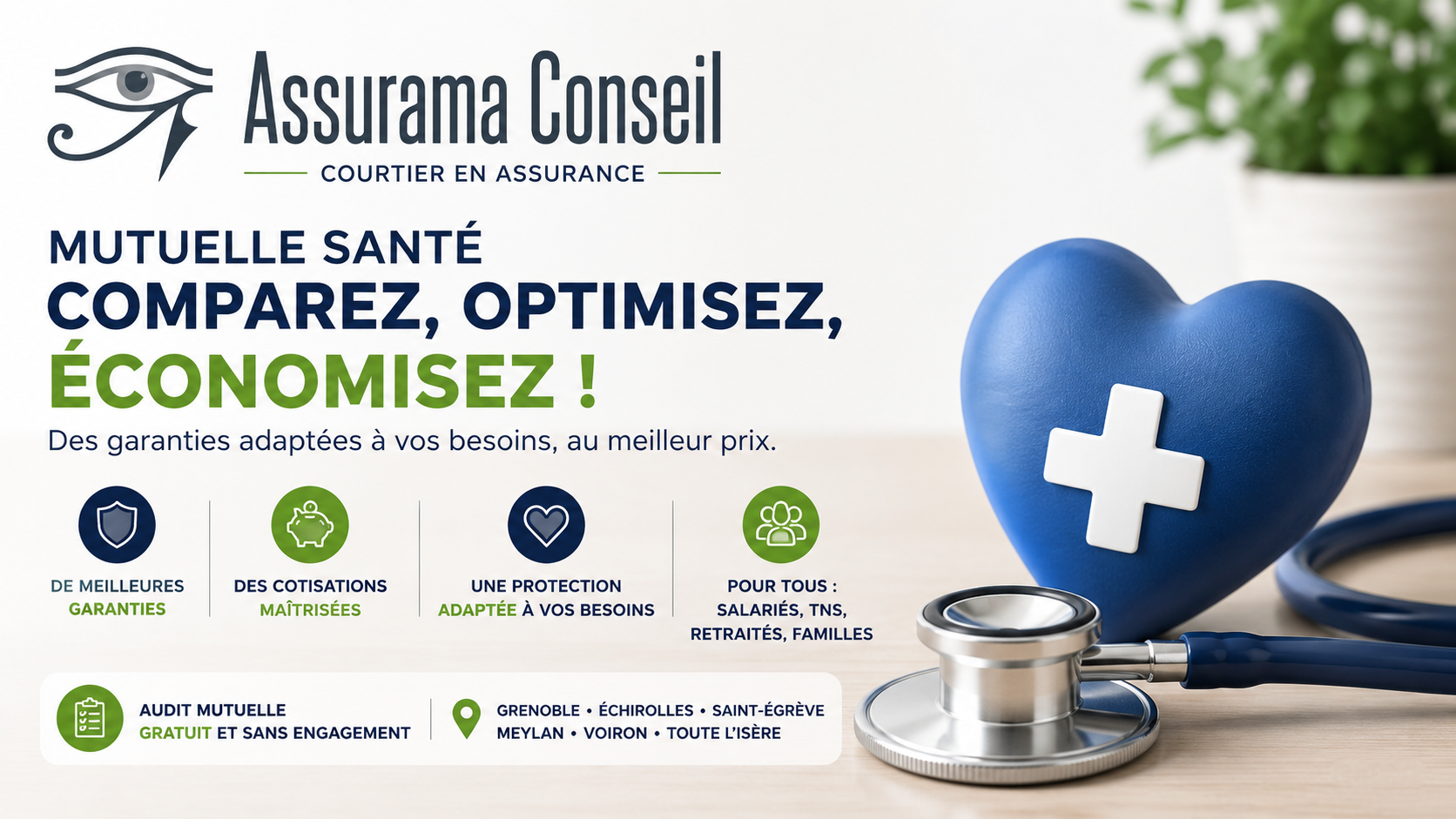 Mutuelle santé Grenoble : comparatif des garanties et cotisationsGrenoble - Assurama Conseil